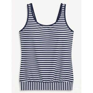 Bikinx Swimwear Tankini Top Womens XL Navy Blue White Striped Blouson Padded NWT